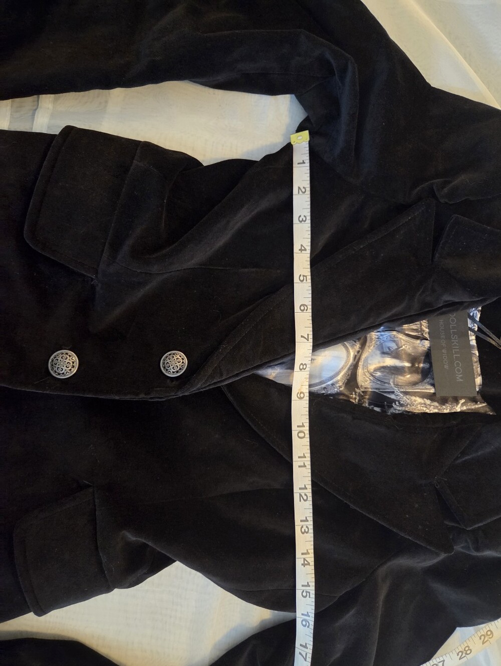 NWT Dolls Kill Widow - Dark Bloodlust Velvet Structured Blazer Jacket, Black, S - Picture 9 of 16